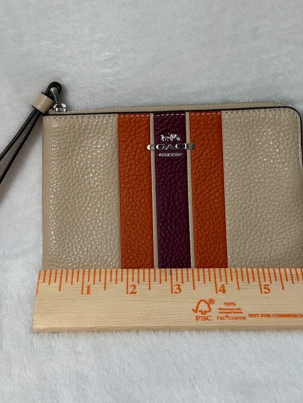 Coach Corner Zip Wristlet in Signature Canvas with Stripe CAQ77 - Picture 6 of 6